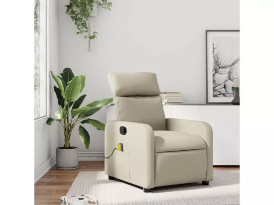 Fauteuil inclinable massant Crème Similicuir