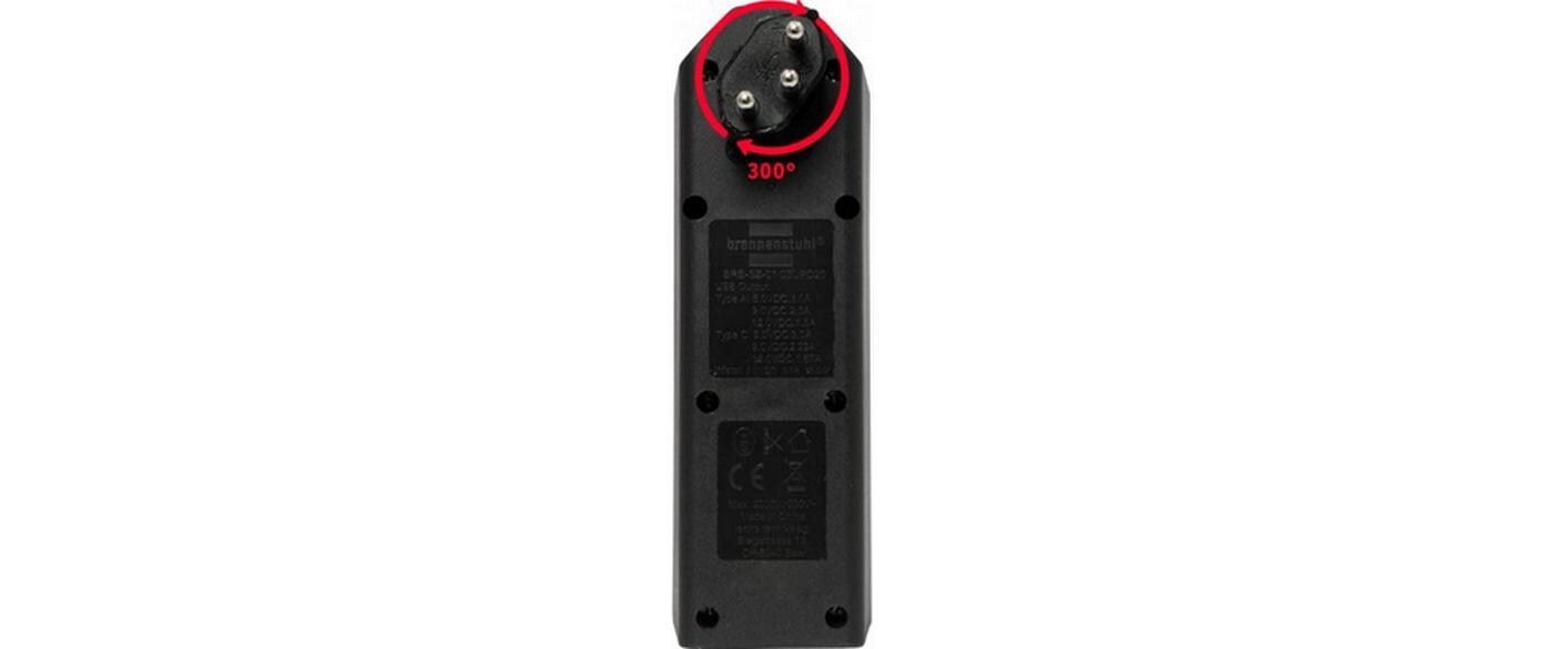 Abzweigstecker 3 x T13, 1 x USB A, 1 x USB C, 300° drehbarStabiler, formschöner Mehrfachstecker ohne Schalter aus hochbruchfestem Kunststoff
