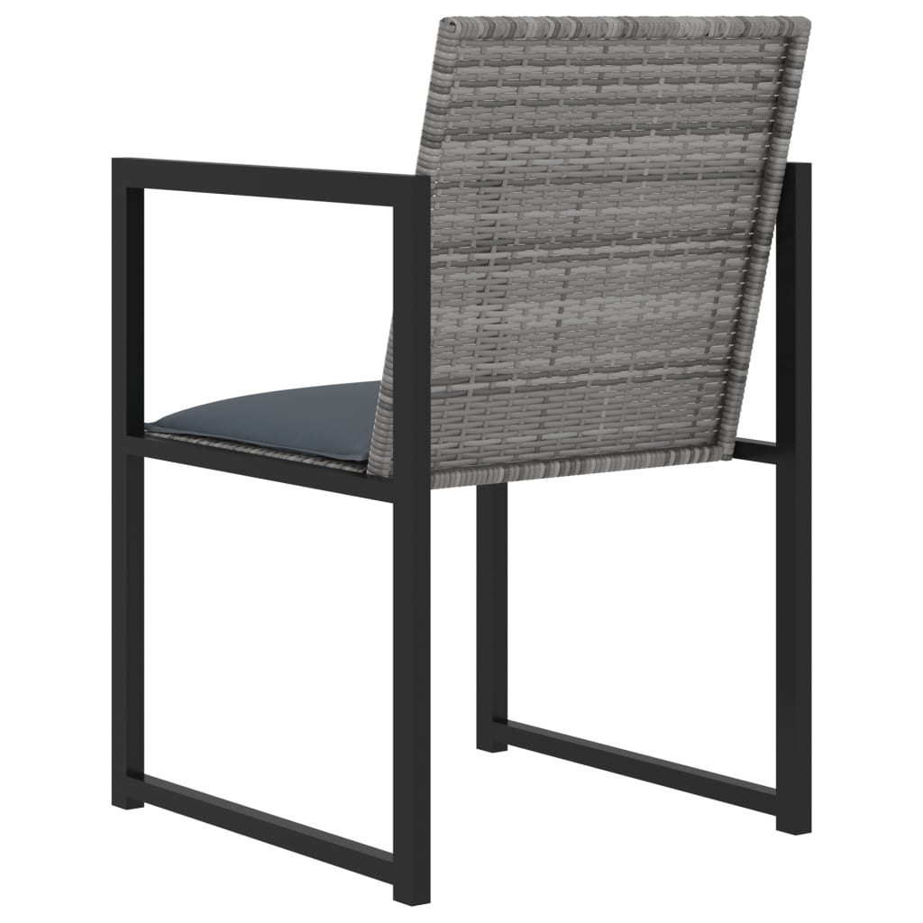 Mobilier à dîner de jardin 5 pièces et coussins résine tressée gris