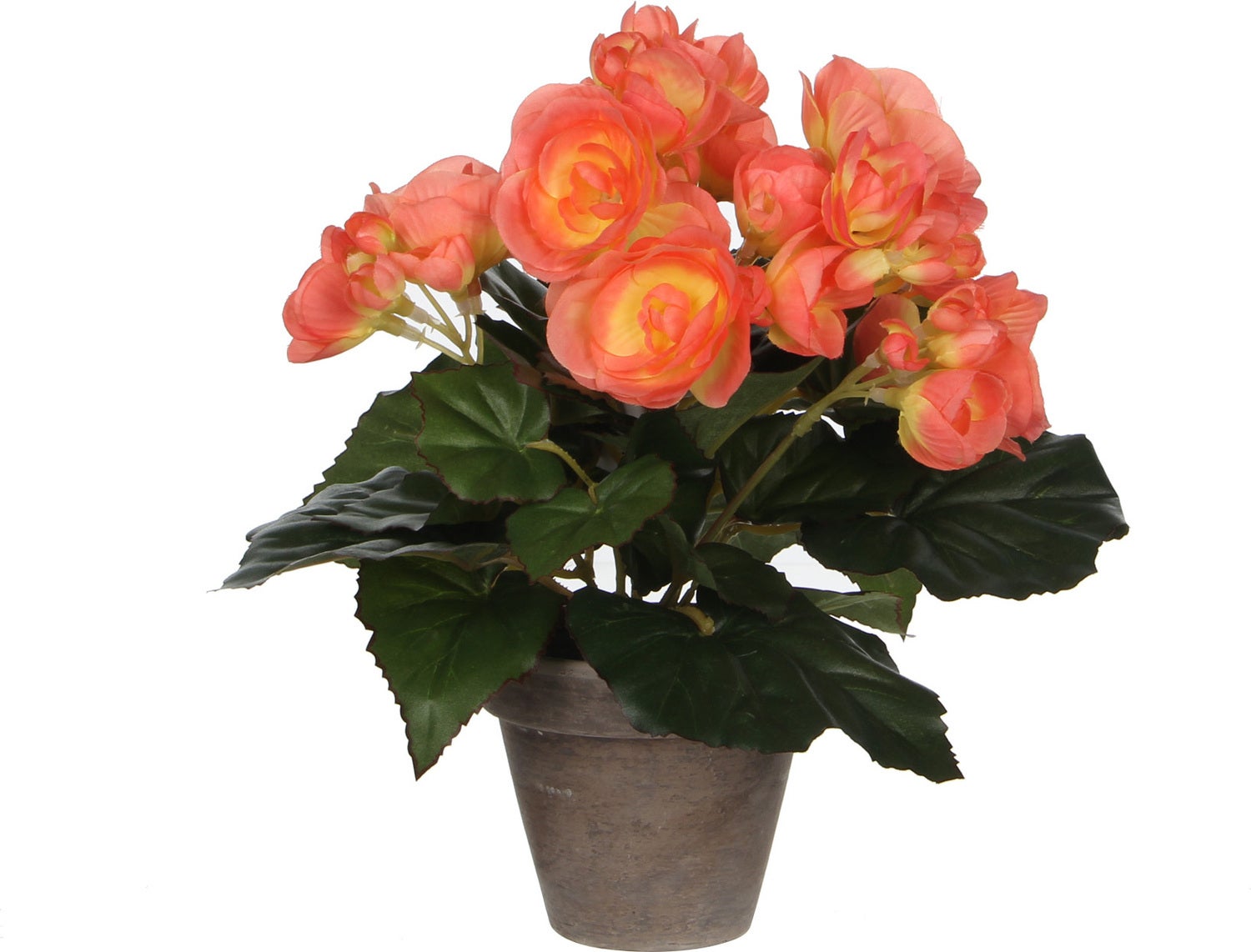 Mica Decorations kunstplant Begonia oranje D 20 H 25 cm