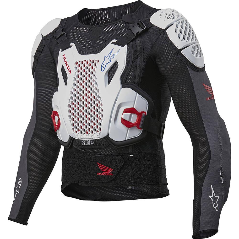 Alpinestars - Gilet anatomique Bionic Plus v2 Honda Noir / Blanc / Rouge