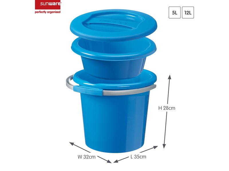Sigma Home Putzeimer Water-Line 3-teilig 12 l, Blau Plastikeimer-Set