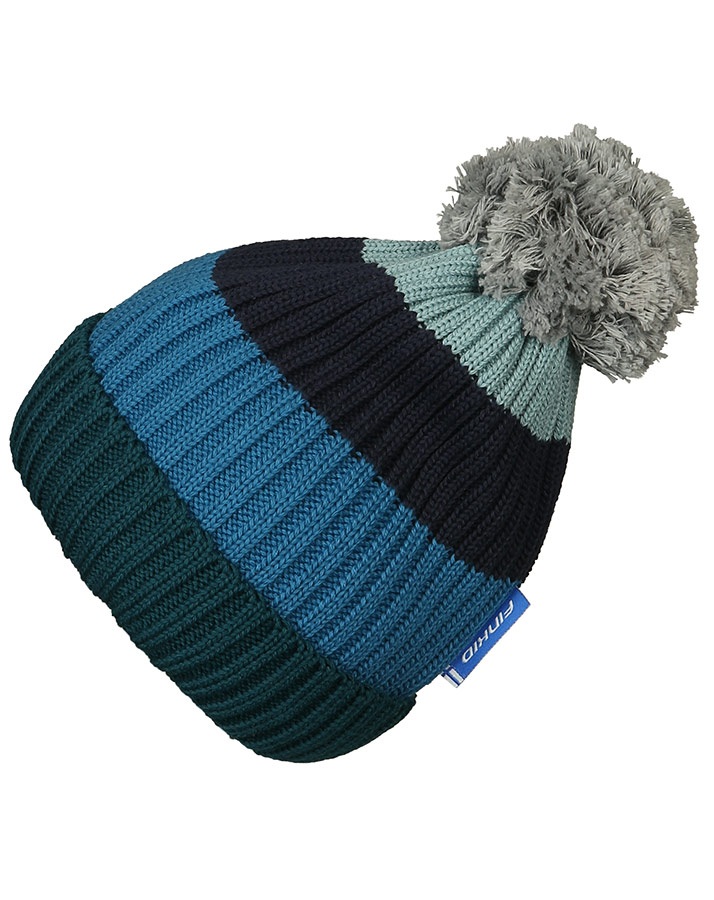 Strick-Wintermütze POMPULA gestreift in deep teal/navy