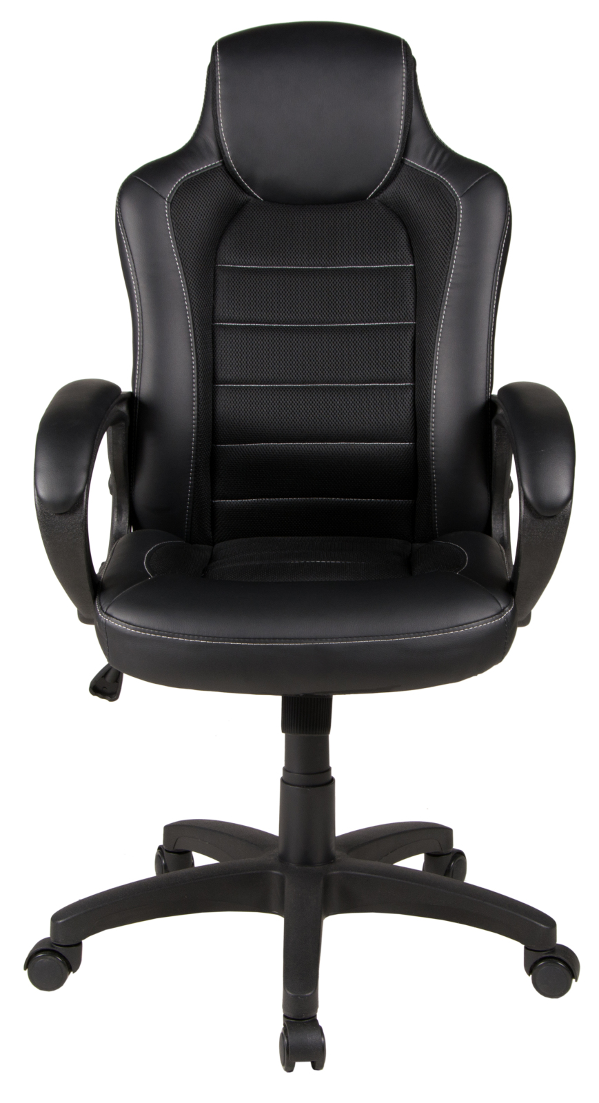 Chefsessel - schwarz - Lederoptik-Netzstoff