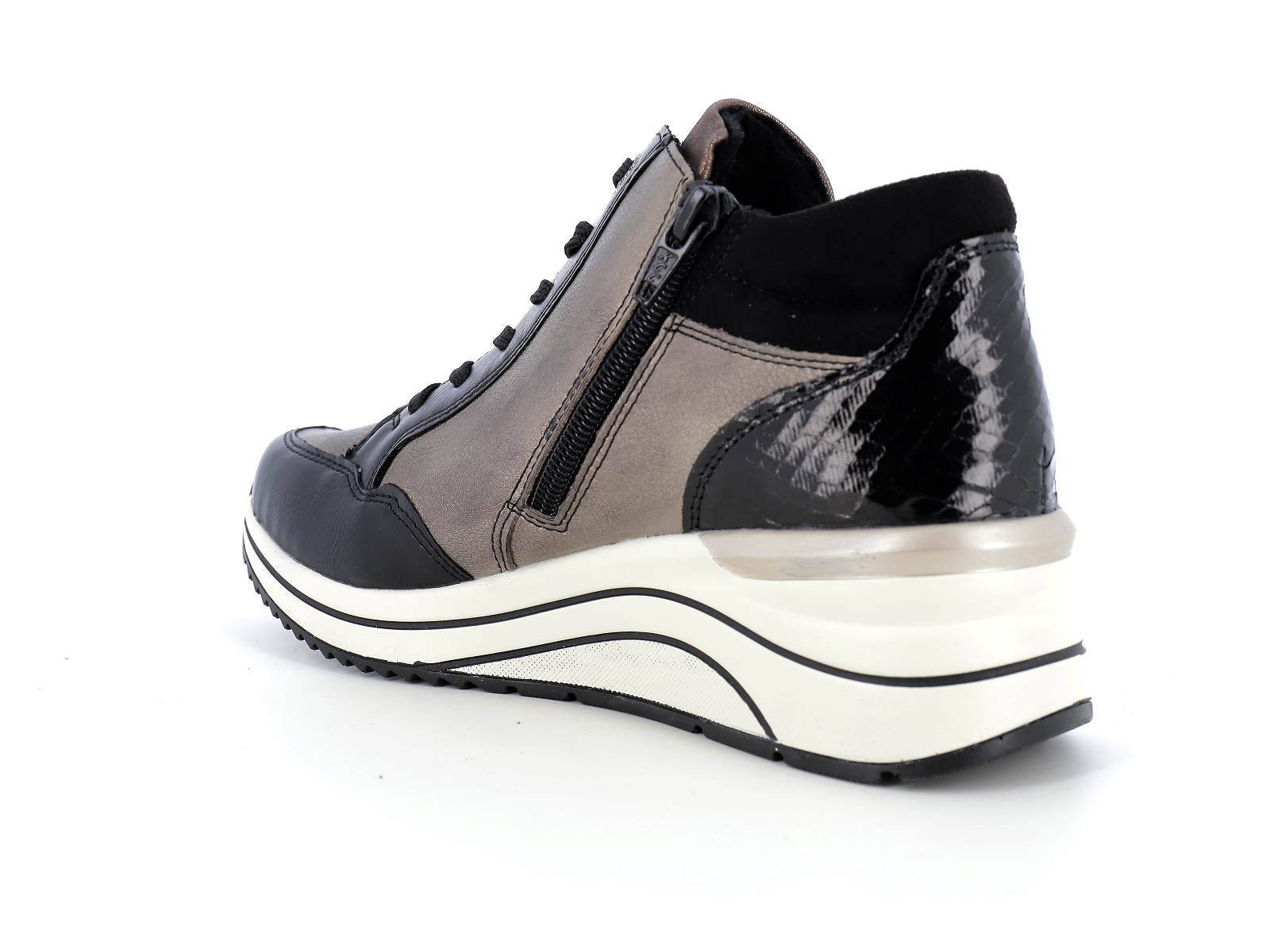 Remonte-D0T70 Matières combinées Noir Gris