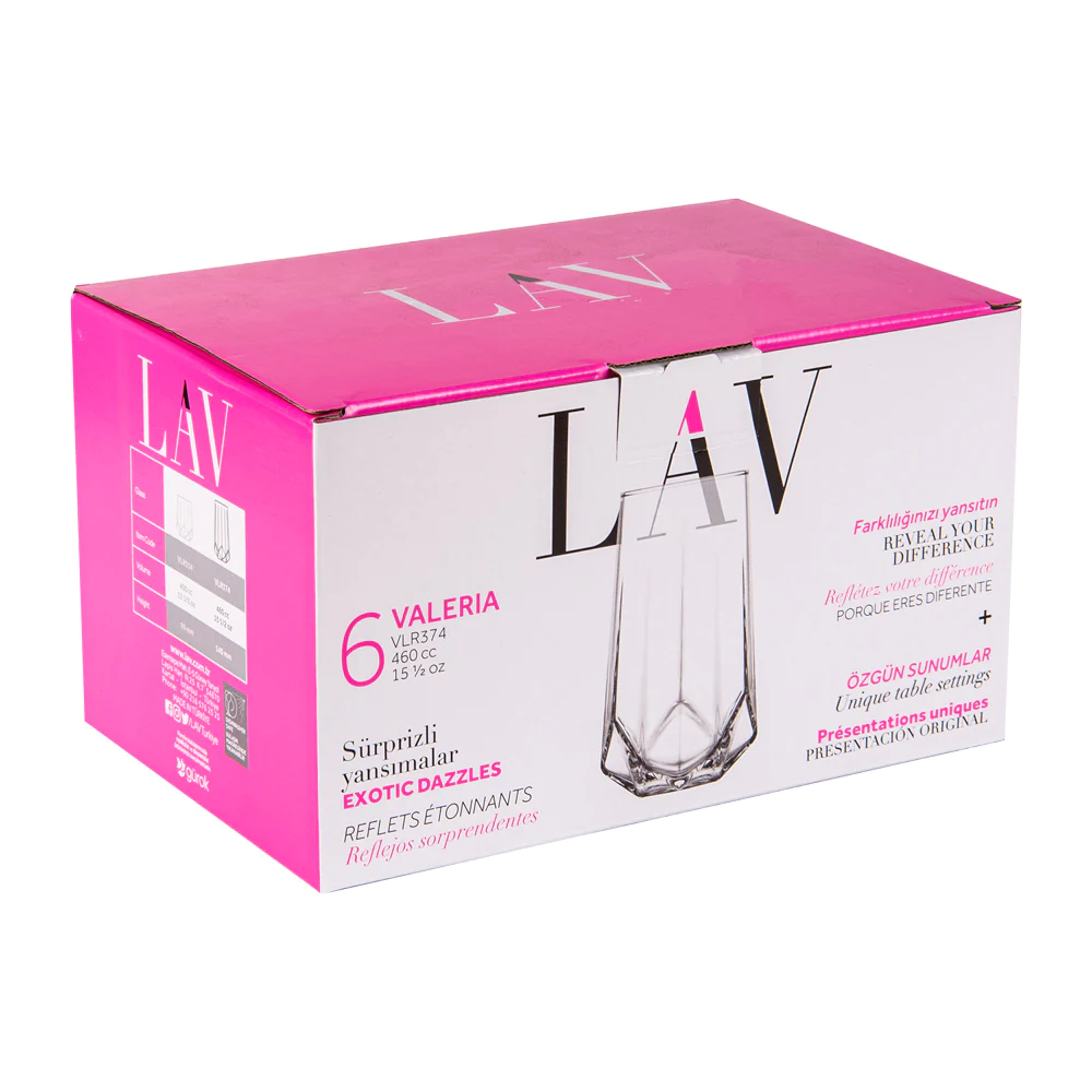 Boîte de 6 gobelets hauts Valéria 46 cl LAV