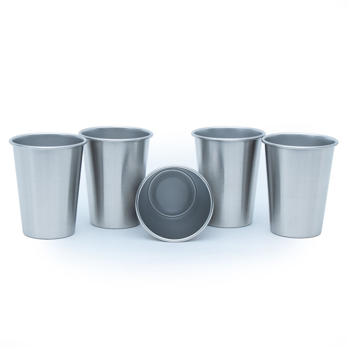 5x Krus i rustfritt stål stablebar drikkekopp (350 ml)