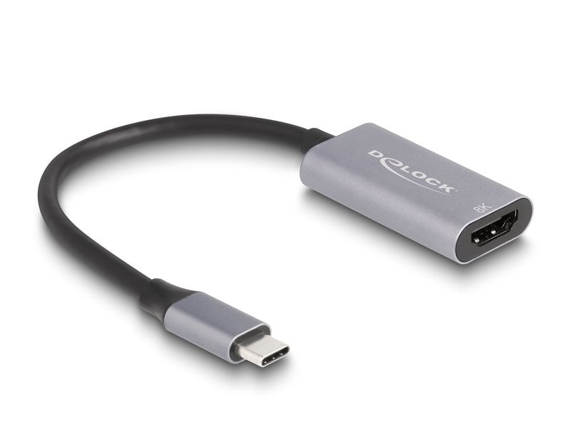 Delock Adapter USB-C–HDMI Passiv, 8K/30Hz, Schwarz Delock USB Type-C Adapter zu HDMI (DP Alt Mode) 8K mit HDR Funktion Aluminium