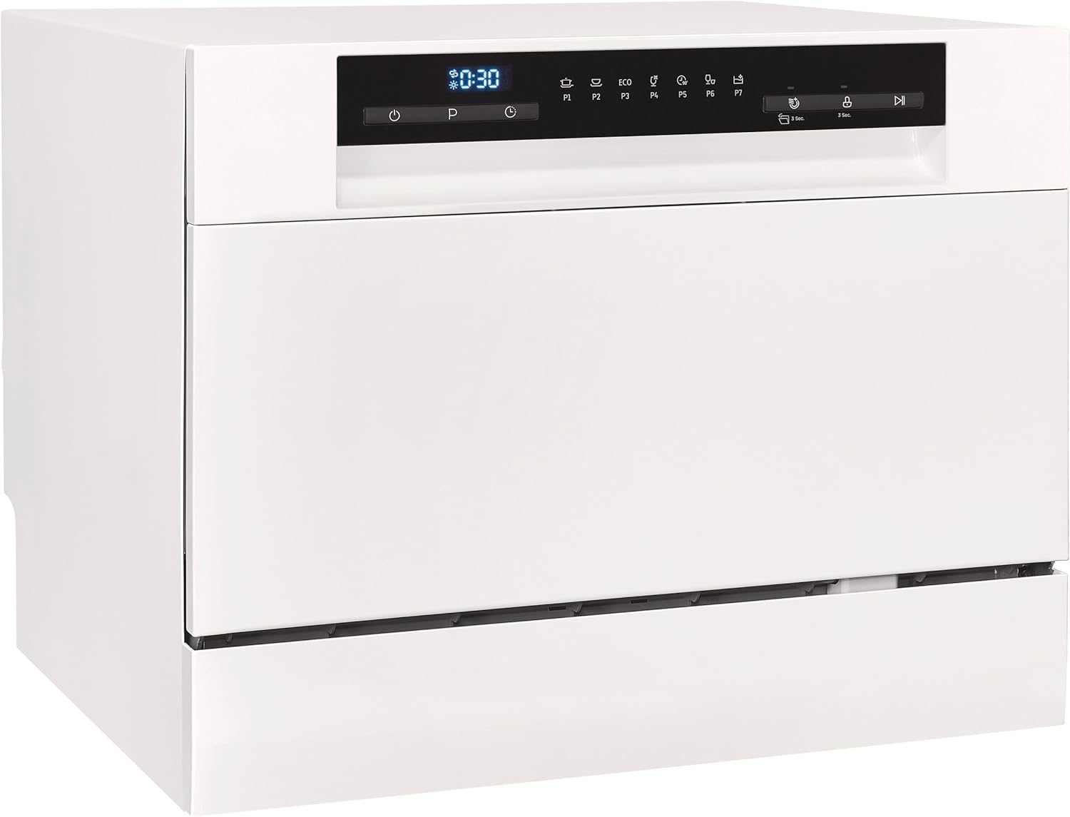 Exquisit Tischgeschirrspüler GSP206-030D weiss | Spülmaschine 55 cm freistehend | Kleiner Geschirrspüler 6 Maßgedecke | Tischspülmaschine LED Display