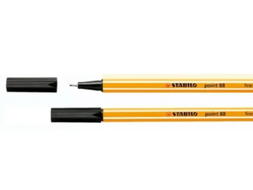 Fineliner Stabilo Point 88 sort 0,4 mm - (10 stk.)