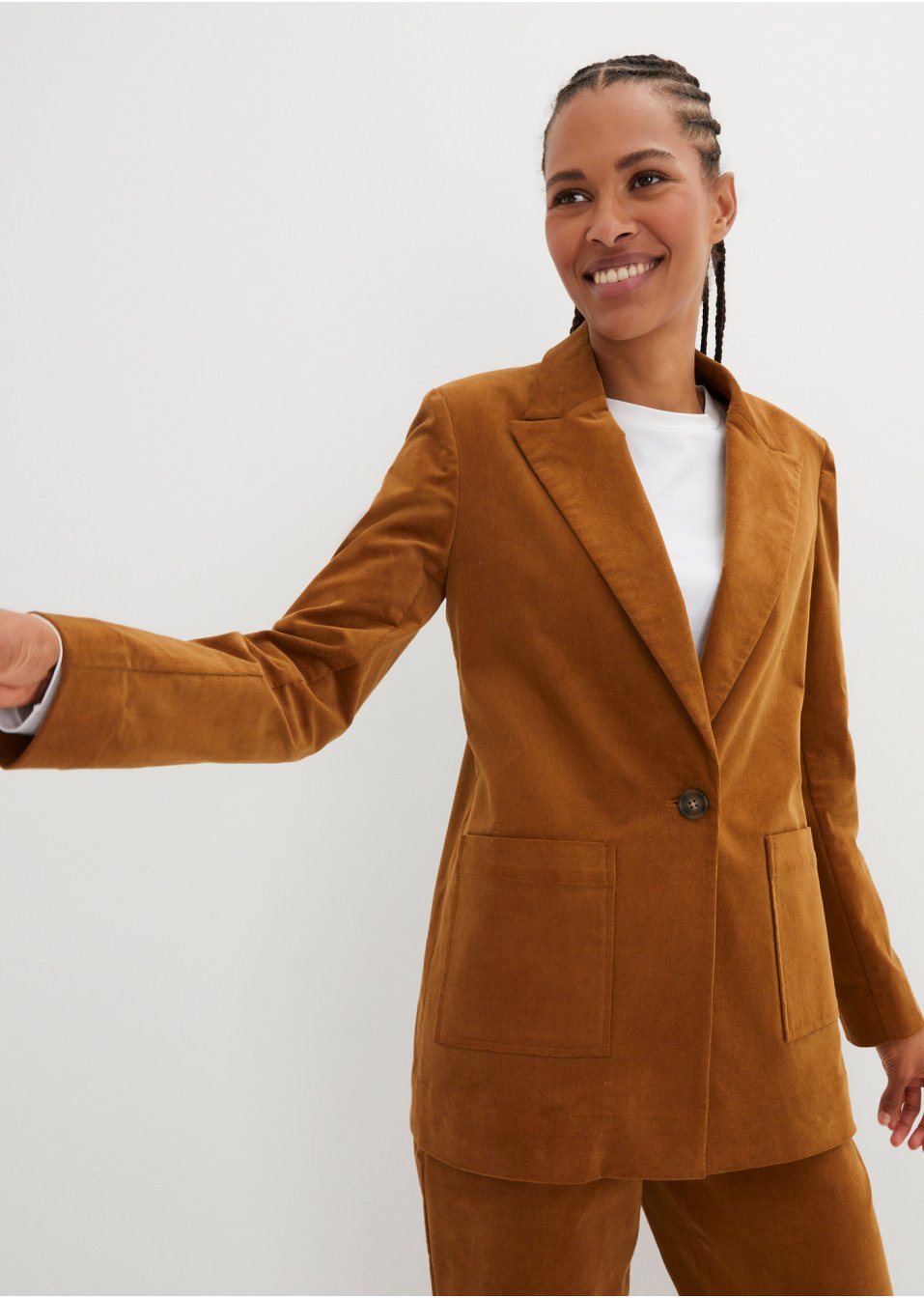Blazer en velours côtelé avec poches plaquées