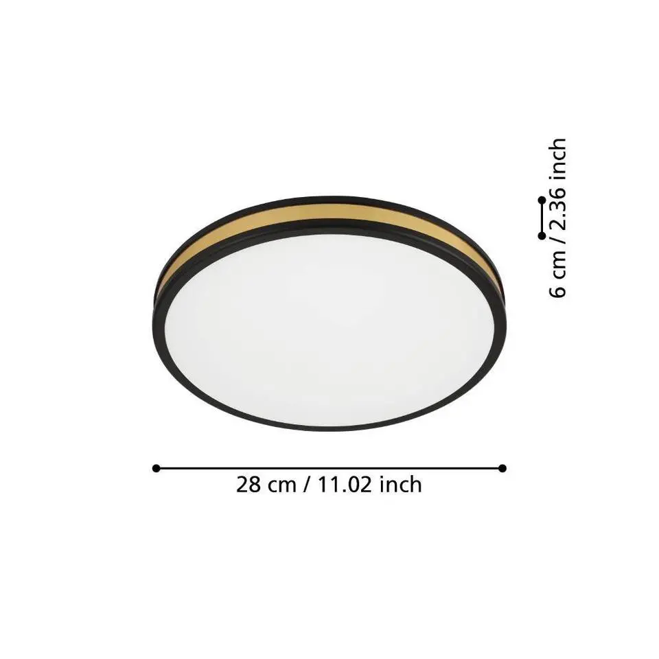EGLO Pescaito Plafond- en Wandlamp - LED - Ø 28 cm - Zwart/Wit/Goud