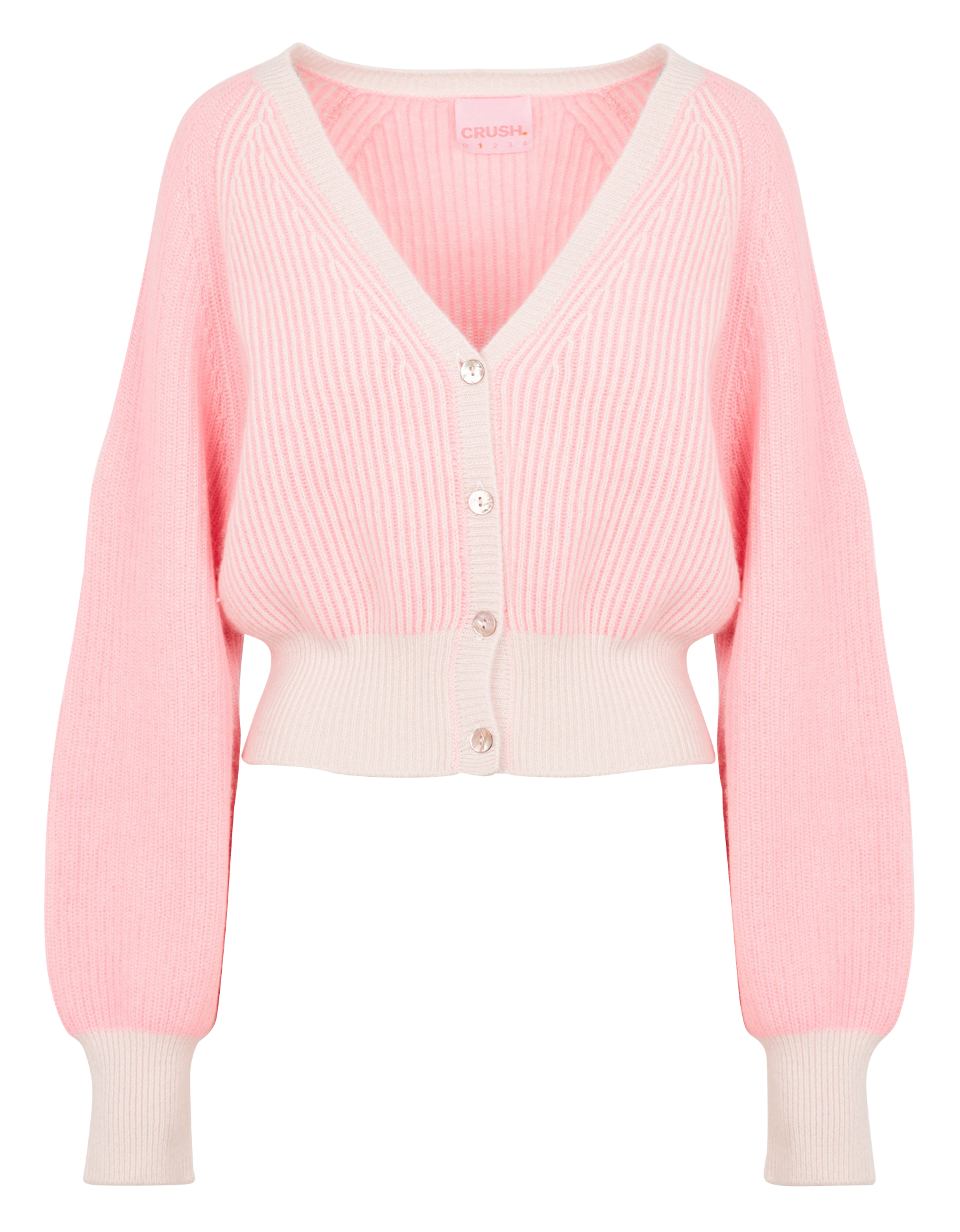 MOANA - Cardigan court col V rayé en cachemire| Rose