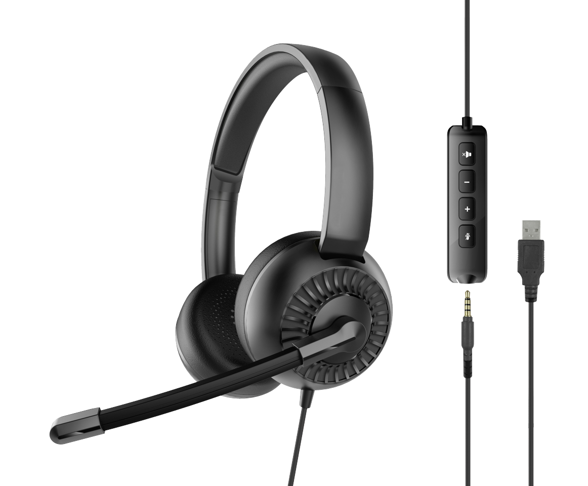 Speedlink - Metis USB Stereo Headset, 3,5 mm stik med USB lydkort - Sort