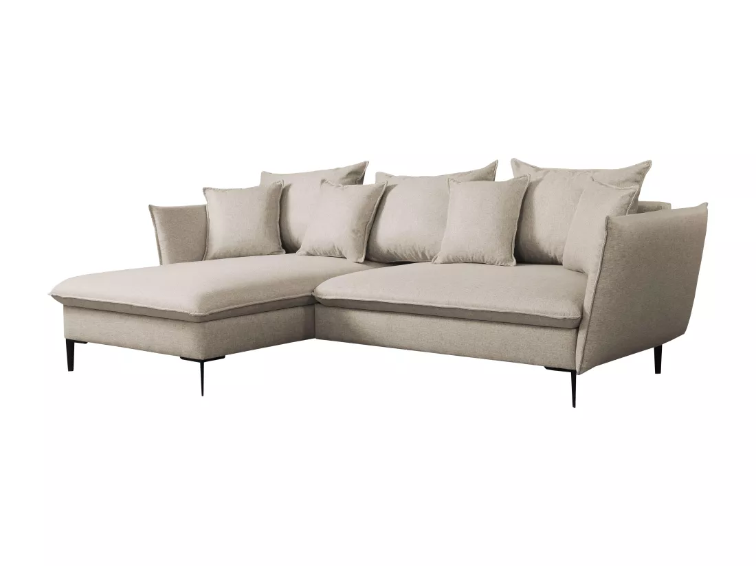 Canapé d'angle convertible en tissu beige LAZARE - Angle gauche