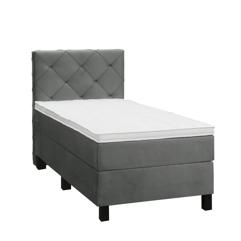 Boxspring Liv geruit - grijs - 90x200 cm - vierkante poot