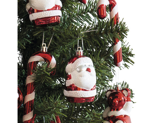 Kunstkerstboom, dennenboom Lafiora Colorado met ornament, H 75 cm, groen, inclusief rode boomversiering