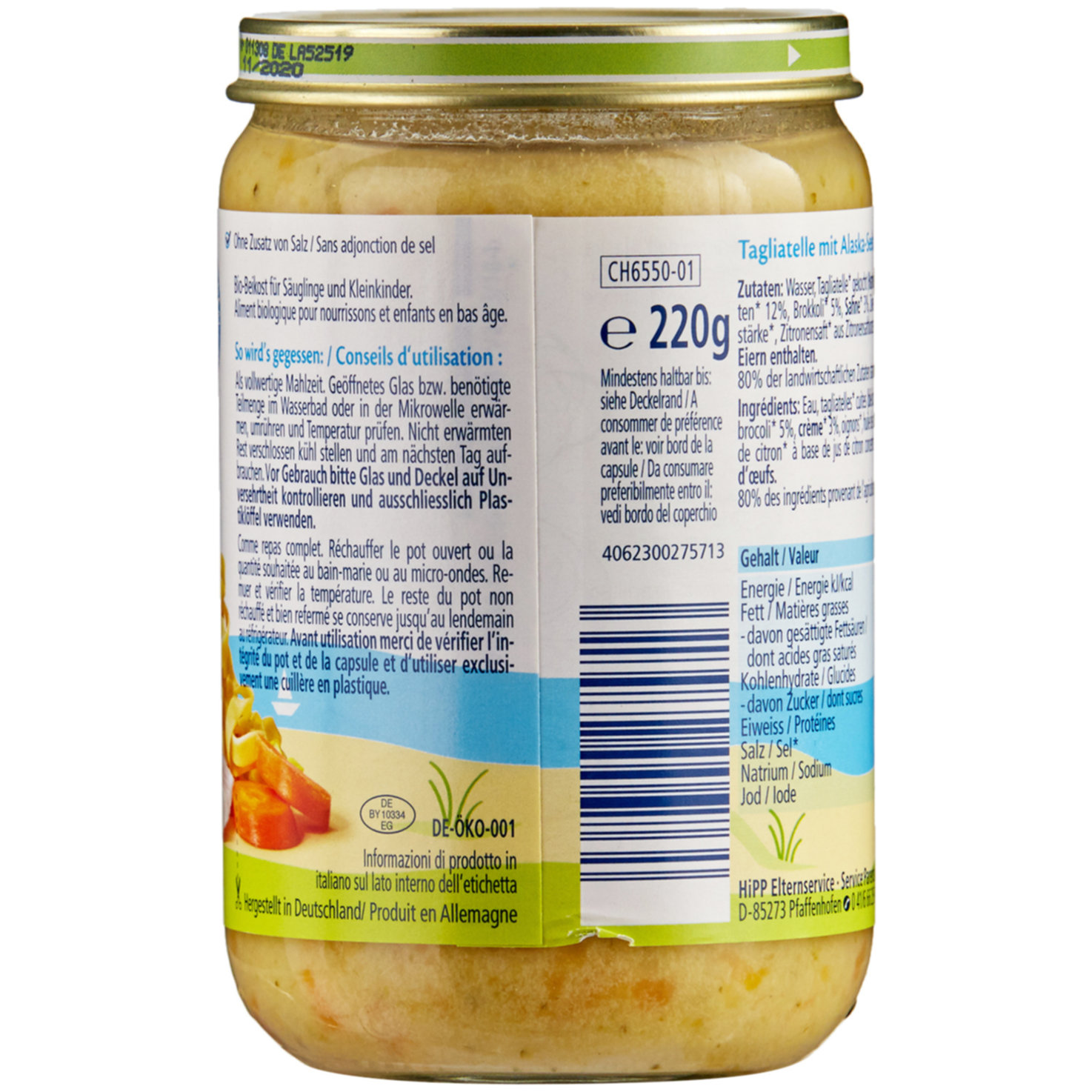 Hipp Bio Brei Tagliatelle Meeresfisch & Broccoli 8+ Monate
