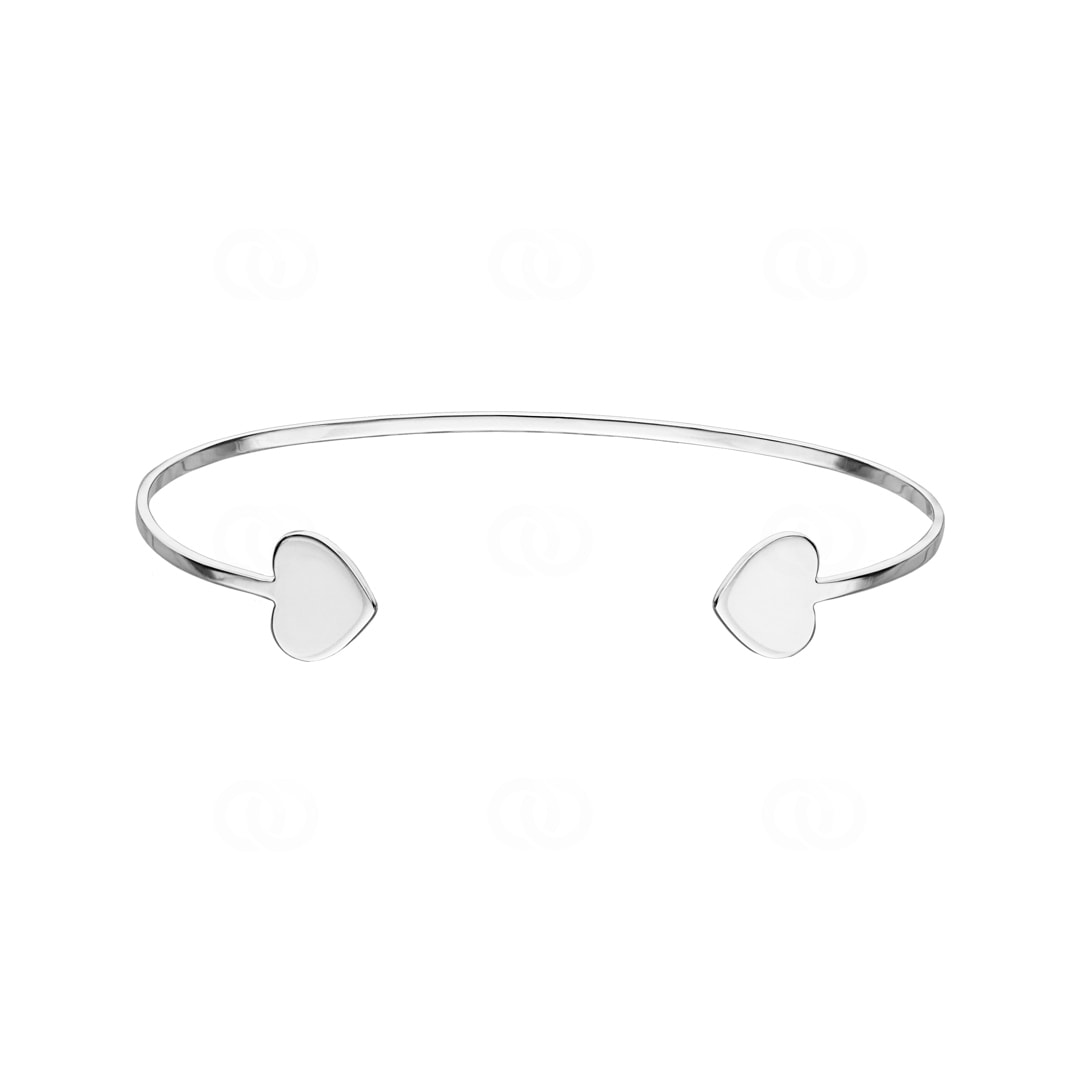 Armreif offen 925 Silber rhodiniert Herz 58 x 48mm