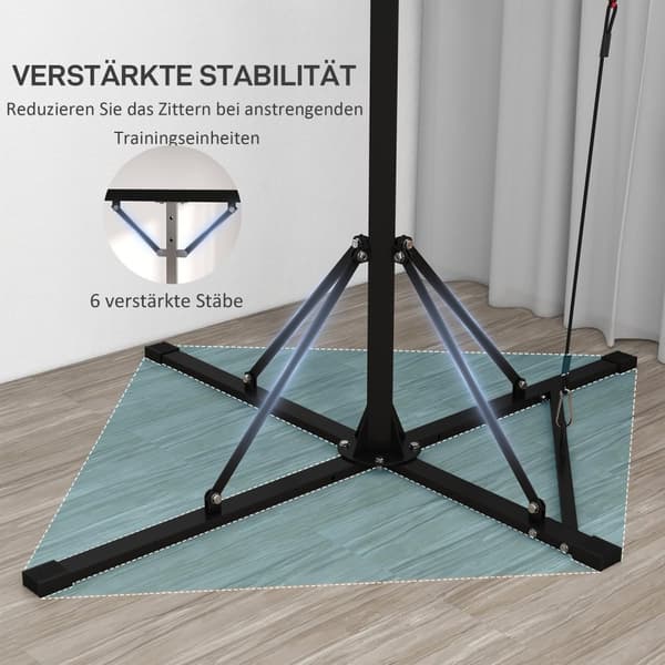 Bokseposestativ, høydejusterbart, frittstående bokseposeholder med speedball, lastekapasitet opptil 60 kg, stål, svart