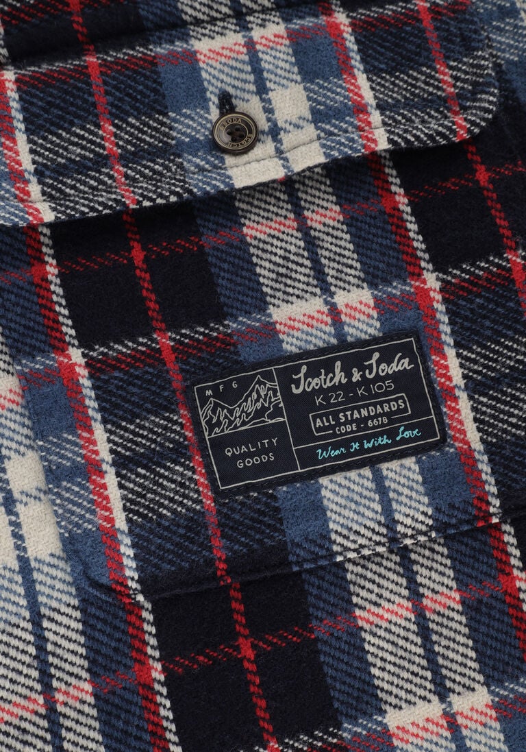 SCOTCH & SODA blauwe scotch & soda casual overhemd regular fit mid-weight brushed flannel check shirt