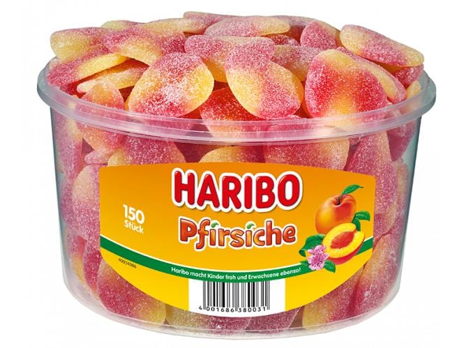 Haribo Gummibonbons Pfirsiche 150 Stück Gezuckerte Fruchtgummis