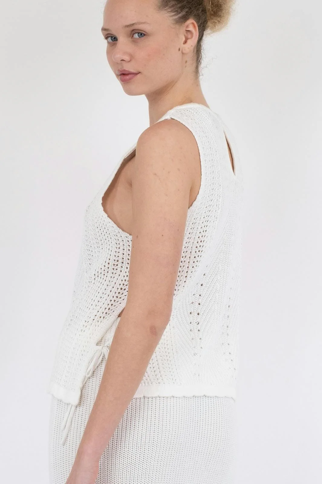 Neo Noir Aritza Crochet Knit Top white