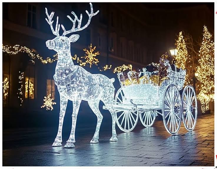 Installation von drei weißen Rentier-Dekorations-Hintergrundbannern, Rentier Weihnachten,Weihnachtsdeko Draußen,Rentiere Weihnachten Outdoor, einem