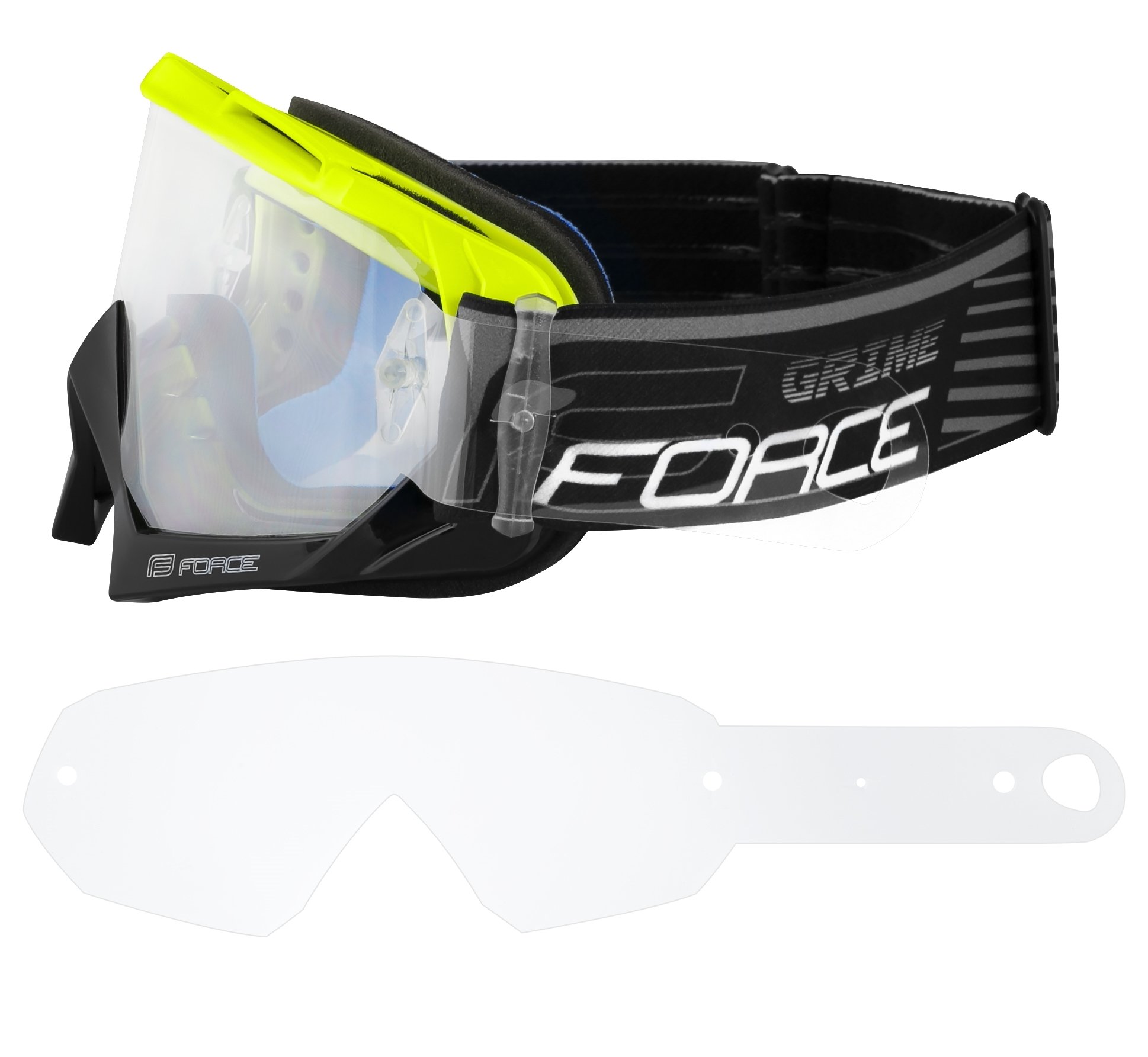 Force Grime Downhill Brille Sort/fluo med klar linse