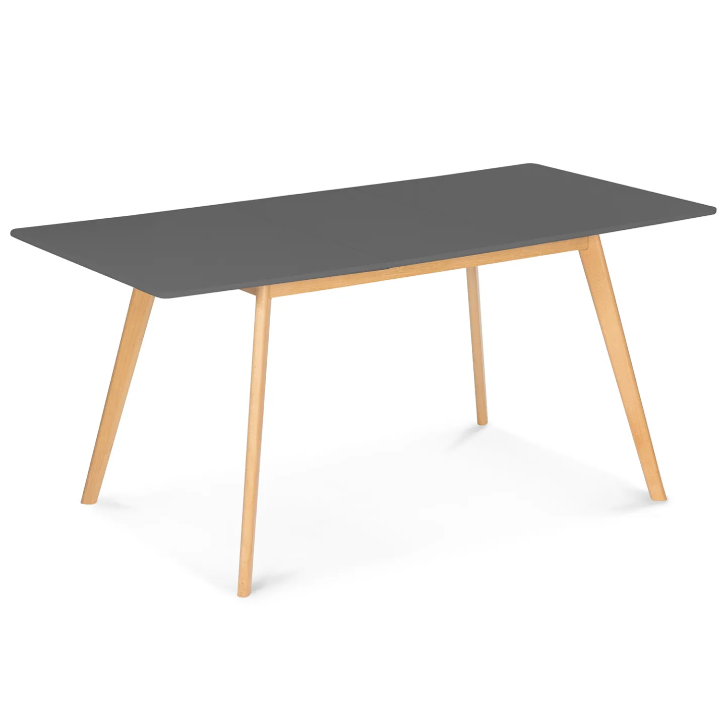 Table scandinave extensible rectangle INGA 4-8 personnes plateau gris anthracite pieds bois 120-160 cm