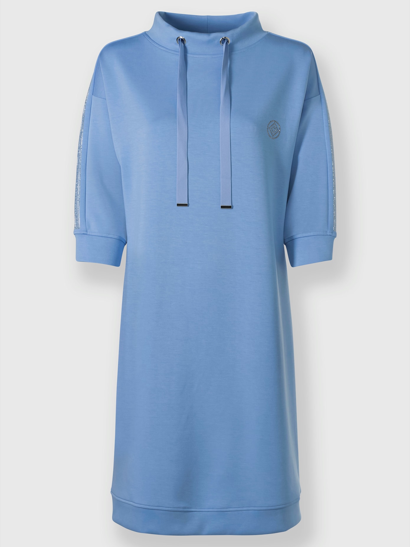 Robe en matière sweat manches avec pierres fantaisie