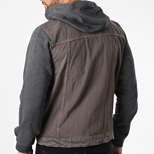 Veste Jean A Capuche Hudson Marron Gris Anthracite Chiné