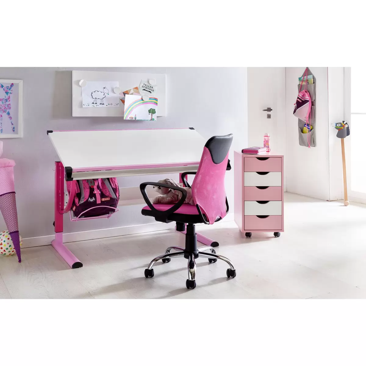 Bürostuhl Cartagena rosa,silber