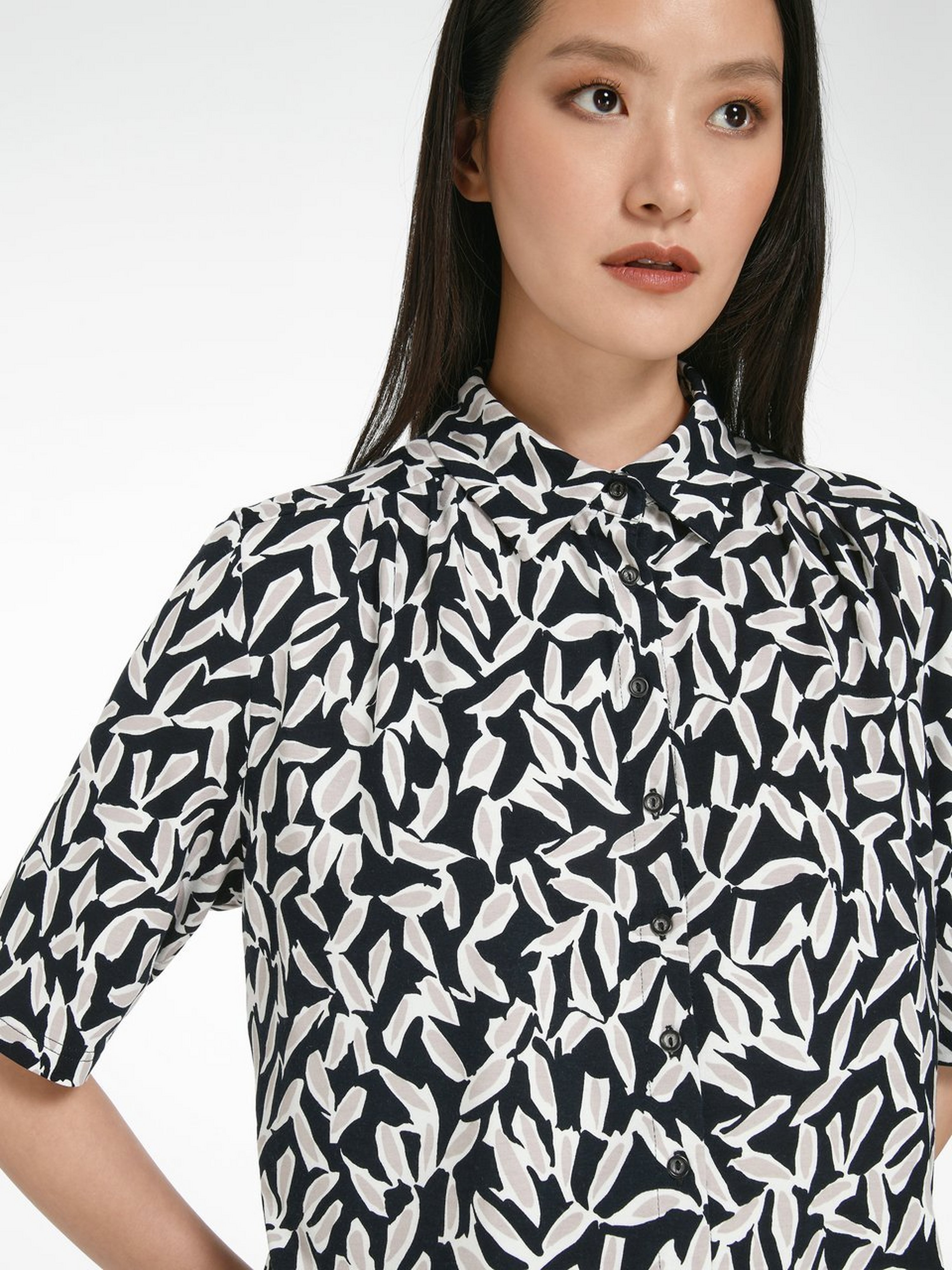 Jersey-Bluse mit langem 1/2-Arm