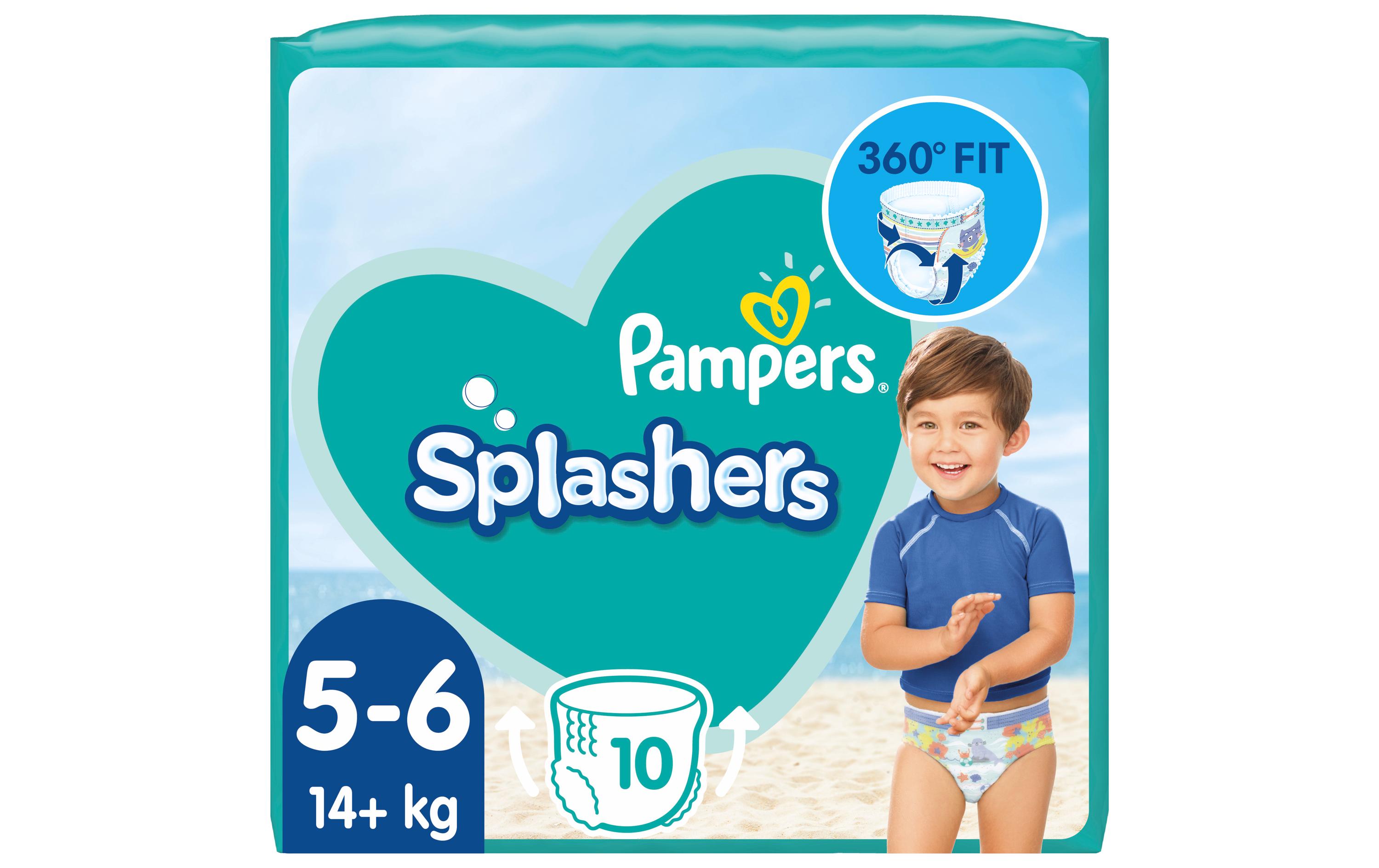 Windeln Splashers Tragepack Grösse 5-6, 10 StückBequeme Badewindeln für Kinder ab 14 kg, 10 Stück