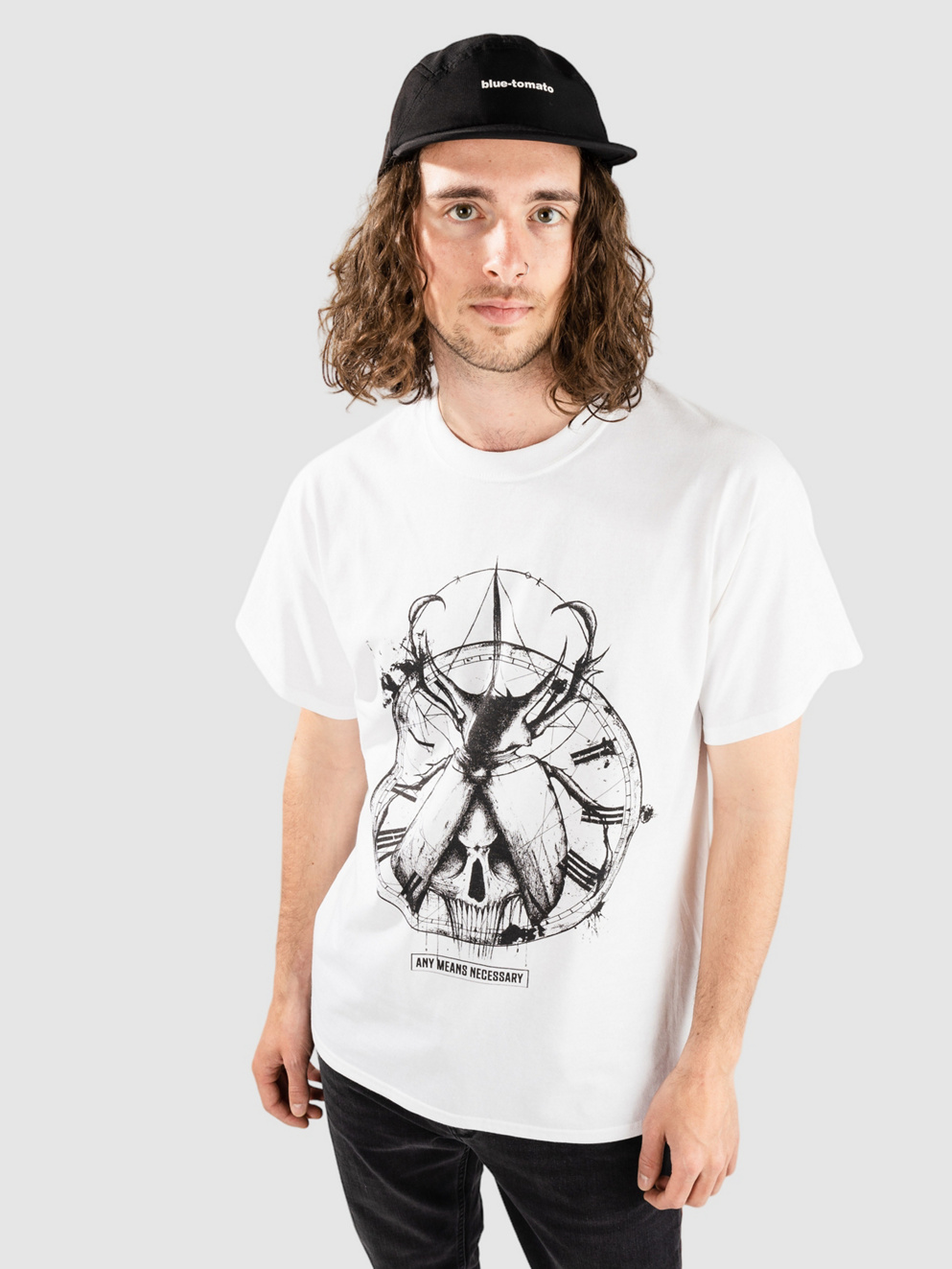 Any Means Necessary Death Beetle T-Shirt white