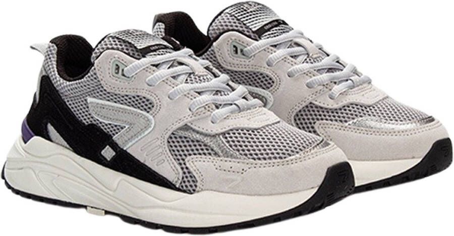 Hub Grijze Suède Lage Sneakers Grid Multicolor