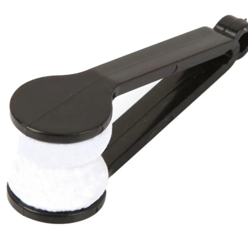Mini Mikrofaser Brillen Reiniger Sonnenbrillen Bürste Putz Clip - Schwarz