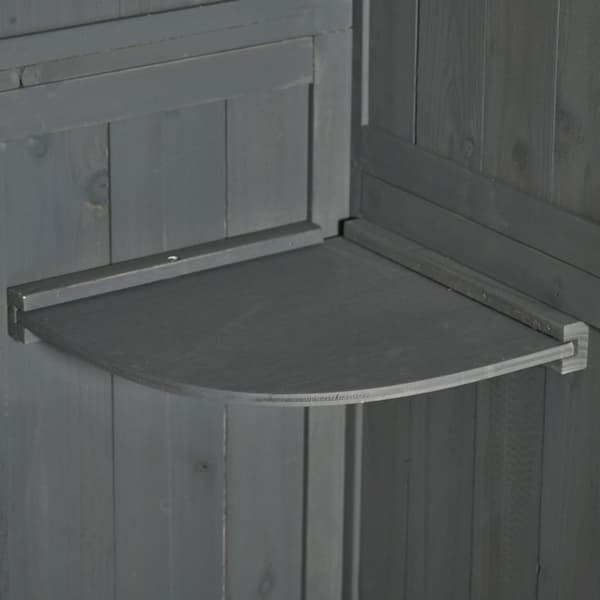 Hageskap, hagebod, redskapsbod, redskapsbod med hyller, asfalttak, vindu, tre, grå+grønn, 77 x 54,2 x 179 cm