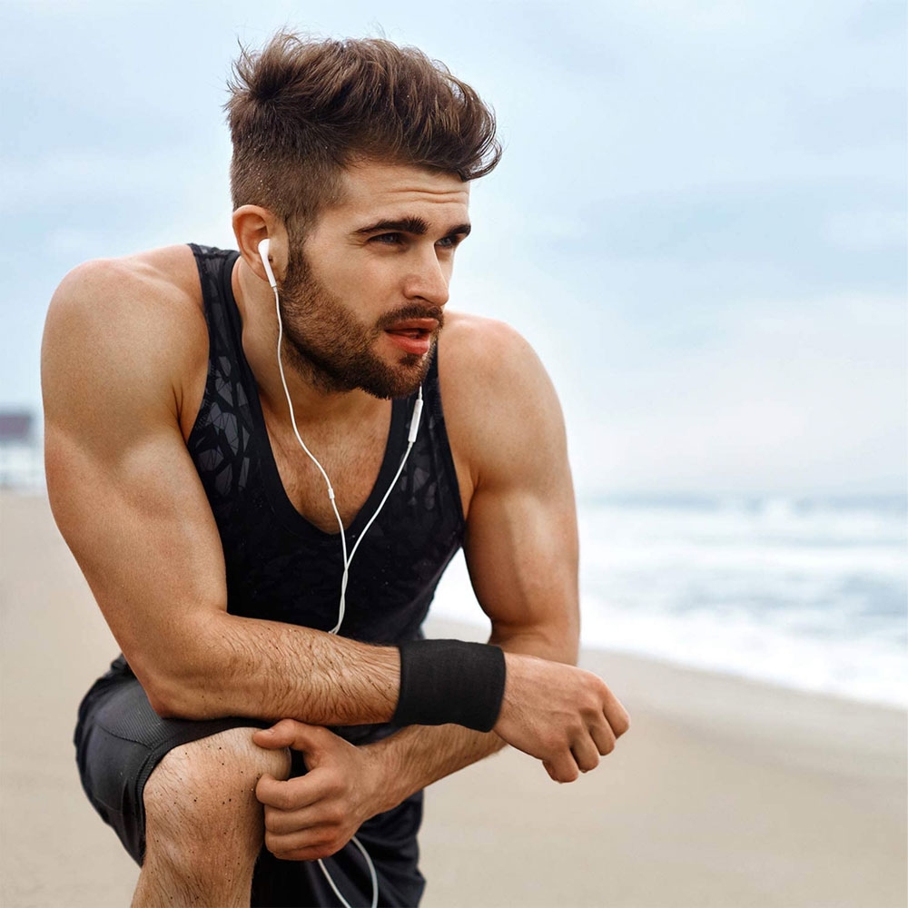 (2er Set) Atmungsaktives Fitness Baumwoll Sport Schweissband Handgelenk für Laufen / Workout / Tennis - Schwarz