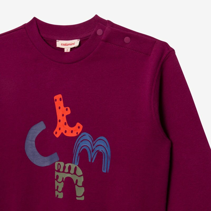Sweat bébé garçon violet en coton recyclé Catimini Mauve Violet