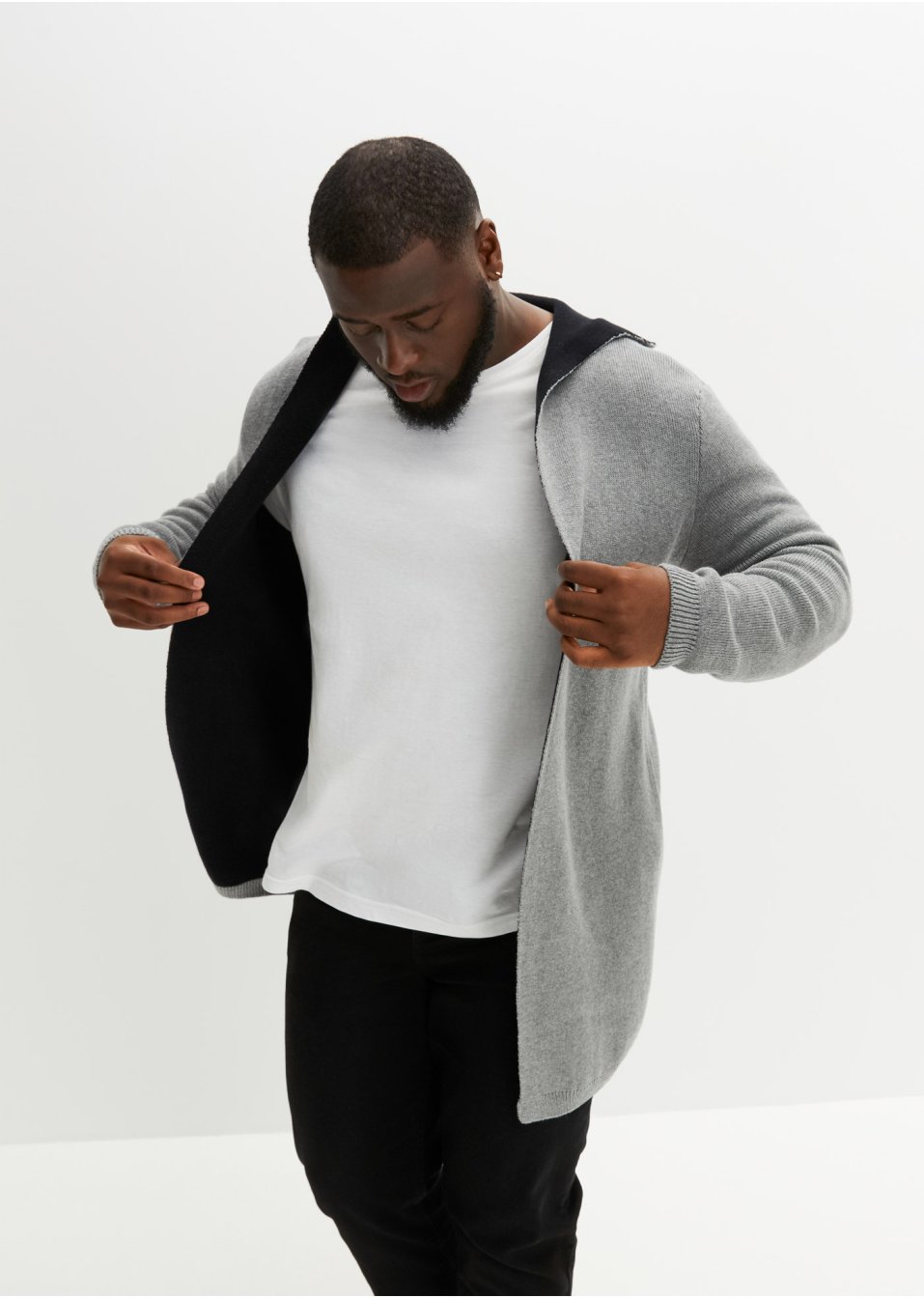 Gilet en maille à capuche
