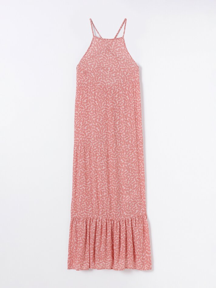 Vestido longo estampado - Vermelho
