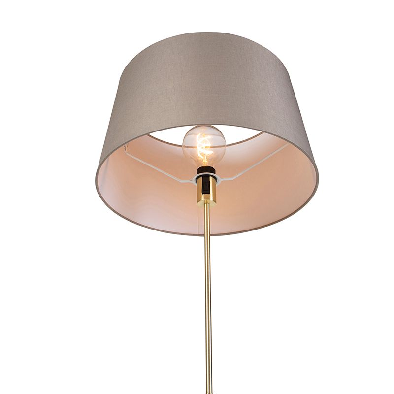 Vloerlamp goud/messing met linnen kap taupe 45 cm - Parte