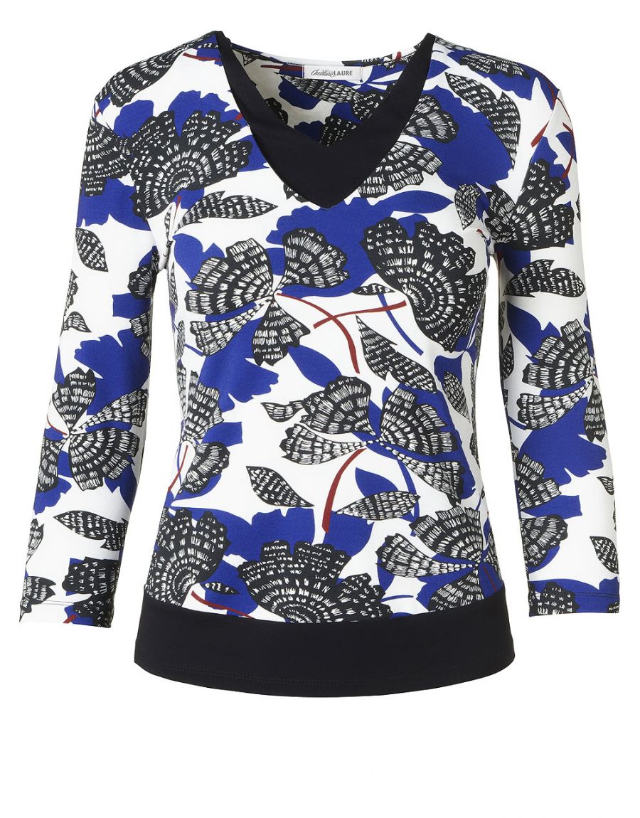 Top fluide blanc et bleu