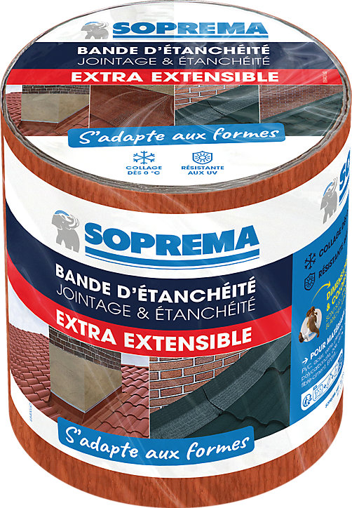 Bande d'étanchéité Extensible Soprema terre cuite 15cm x 5m, ép. 1.6mm