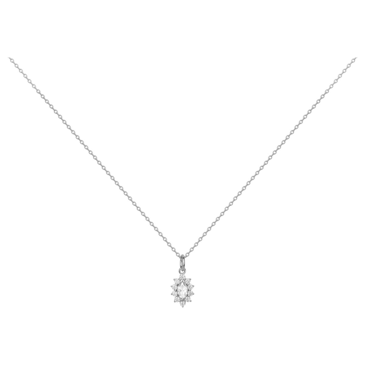 Collier mono-motif en Argent avec oxyde de zirconium blanc