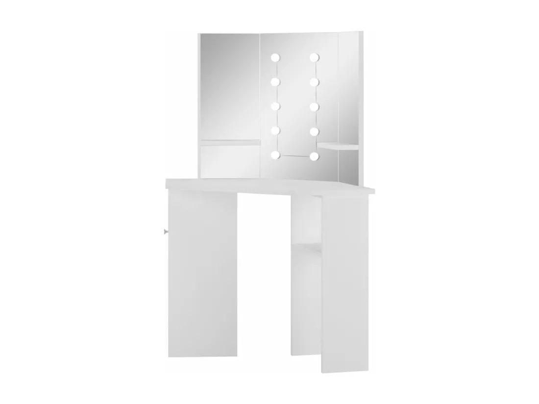 Coiffeuse d'angle table de maquillage lumière LED Blanc clair