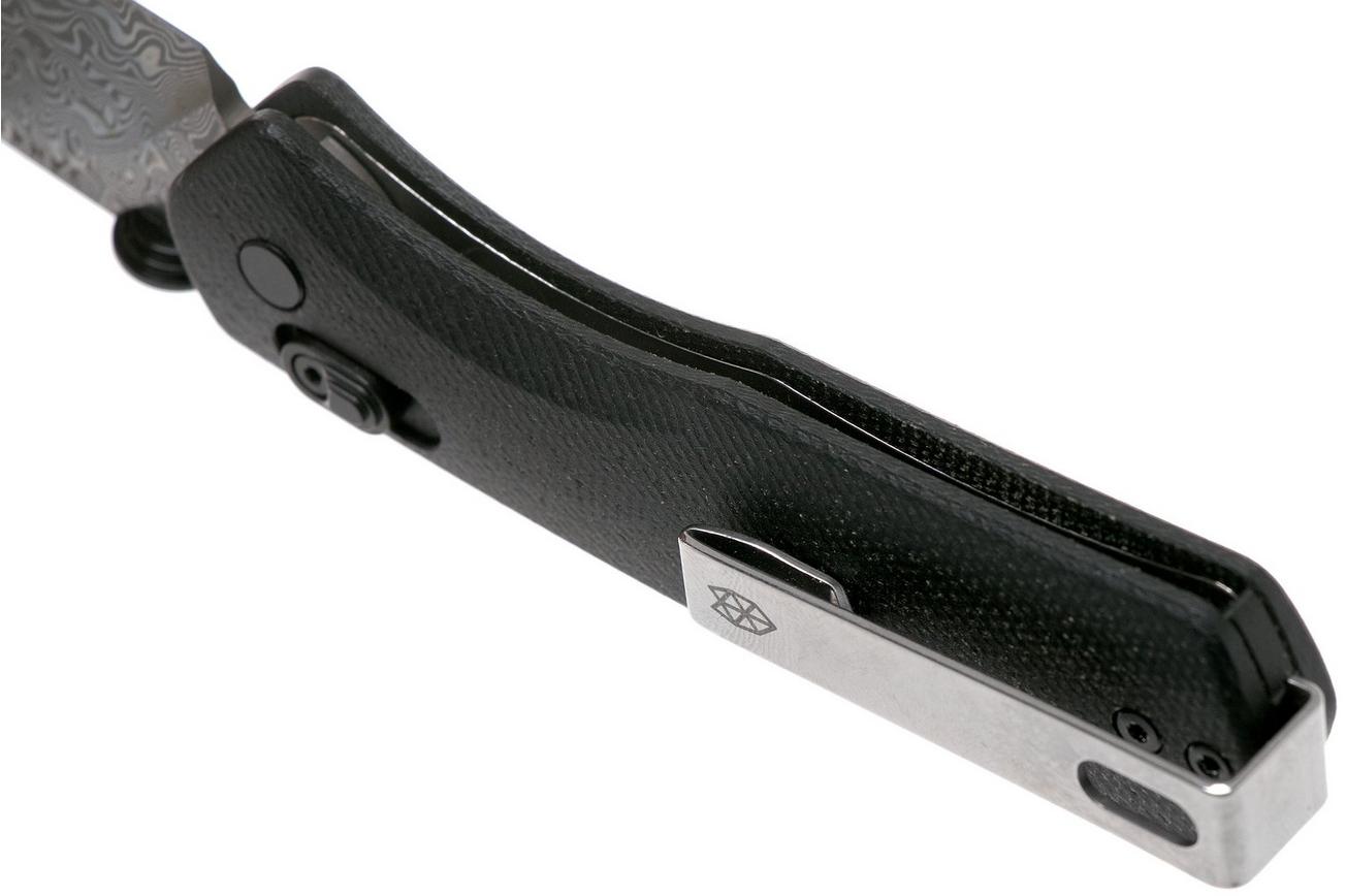 The James Brand The Carter, black G10, Damascus zakmes KN108147-00
