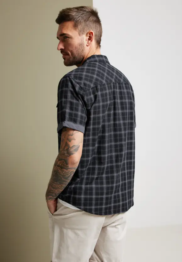 Kariertes Kurzarmhemd - dark ash grey